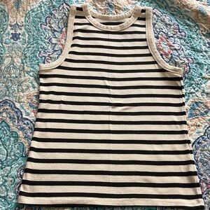 a new day Striped Black and Cream Tank Top
